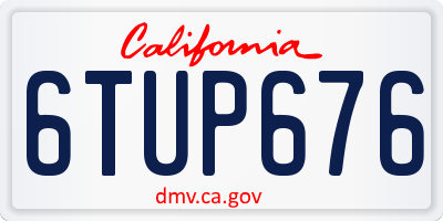 CA license plate 6TUP676
