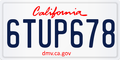 CA license plate 6TUP678