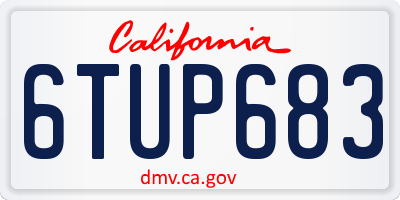 CA license plate 6TUP683