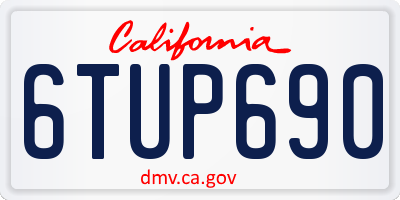 CA license plate 6TUP690