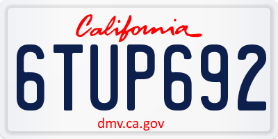 CA license plate 6TUP692