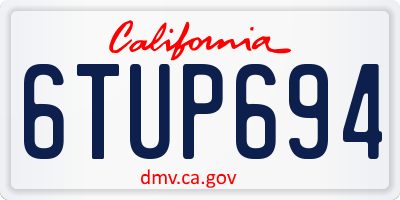 CA license plate 6TUP694