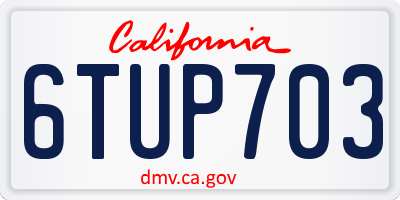 CA license plate 6TUP703