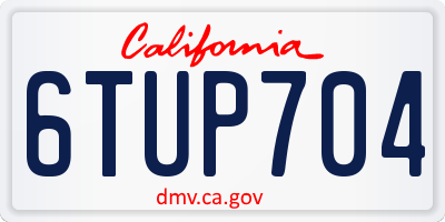 CA license plate 6TUP704