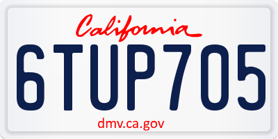 CA license plate 6TUP705