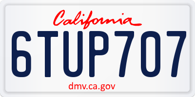 CA license plate 6TUP707