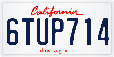 CA license plate 6TUP714