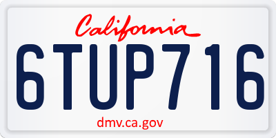 CA license plate 6TUP716