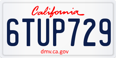 CA license plate 6TUP729