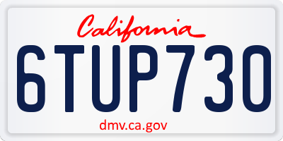 CA license plate 6TUP730