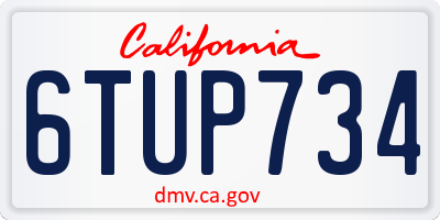 CA license plate 6TUP734