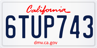 CA license plate 6TUP743