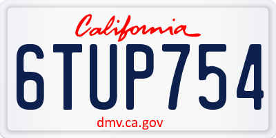 CA license plate 6TUP754