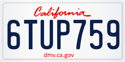 CA license plate 6TUP759