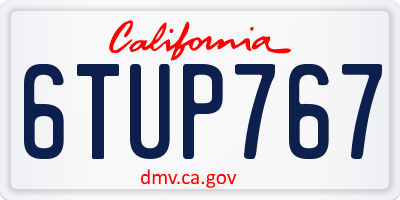 CA license plate 6TUP767