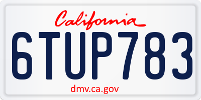 CA license plate 6TUP783