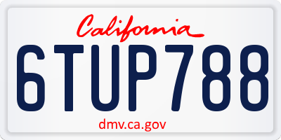 CA license plate 6TUP788