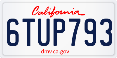CA license plate 6TUP793