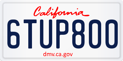 CA license plate 6TUP800