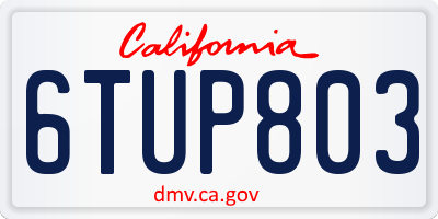 CA license plate 6TUP803