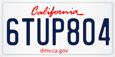 CA license plate 6TUP804