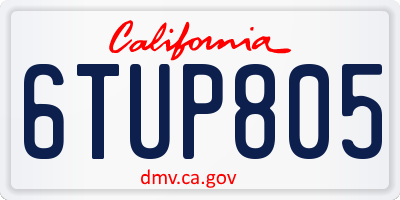 CA license plate 6TUP805