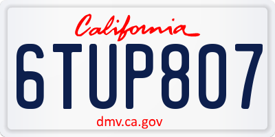 CA license plate 6TUP807