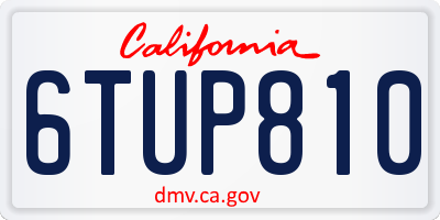 CA license plate 6TUP810