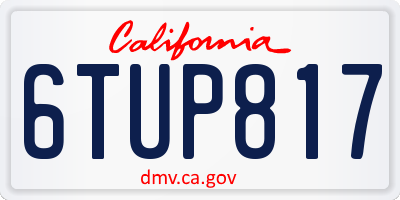 CA license plate 6TUP817
