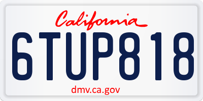 CA license plate 6TUP818