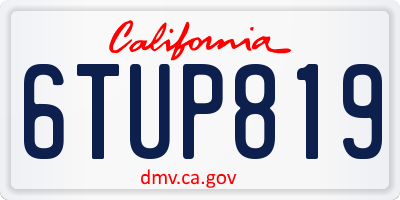 CA license plate 6TUP819