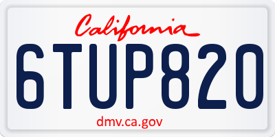 CA license plate 6TUP820