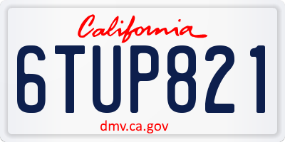 CA license plate 6TUP821