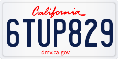 CA license plate 6TUP829