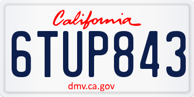 CA license plate 6TUP843
