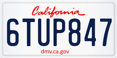 CA license plate 6TUP847