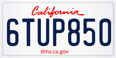 CA license plate 6TUP850