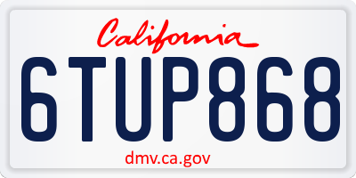CA license plate 6TUP868