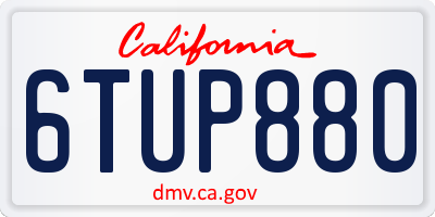 CA license plate 6TUP880