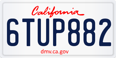 CA license plate 6TUP882