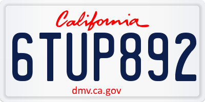 CA license plate 6TUP892