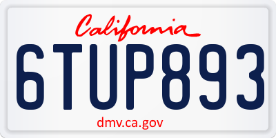 CA license plate 6TUP893