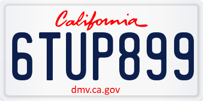 CA license plate 6TUP899