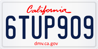 CA license plate 6TUP909