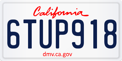 CA license plate 6TUP918
