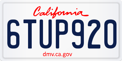 CA license plate 6TUP920