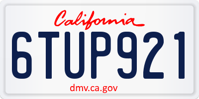 CA license plate 6TUP921