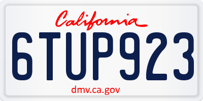 CA license plate 6TUP923