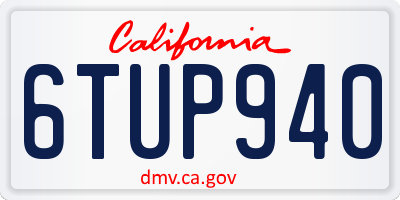 CA license plate 6TUP940