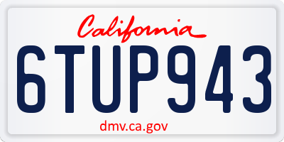 CA license plate 6TUP943